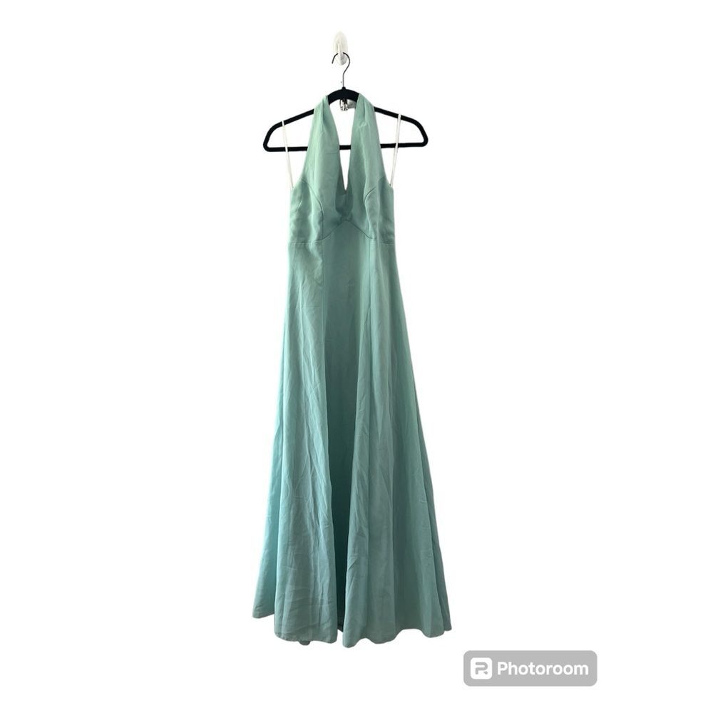 Vintage Champagne Formals Mint Green Dress Halter V Neck